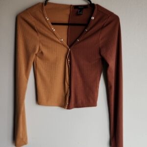 Forever 21 Brown and Tan Button-Down Shirt